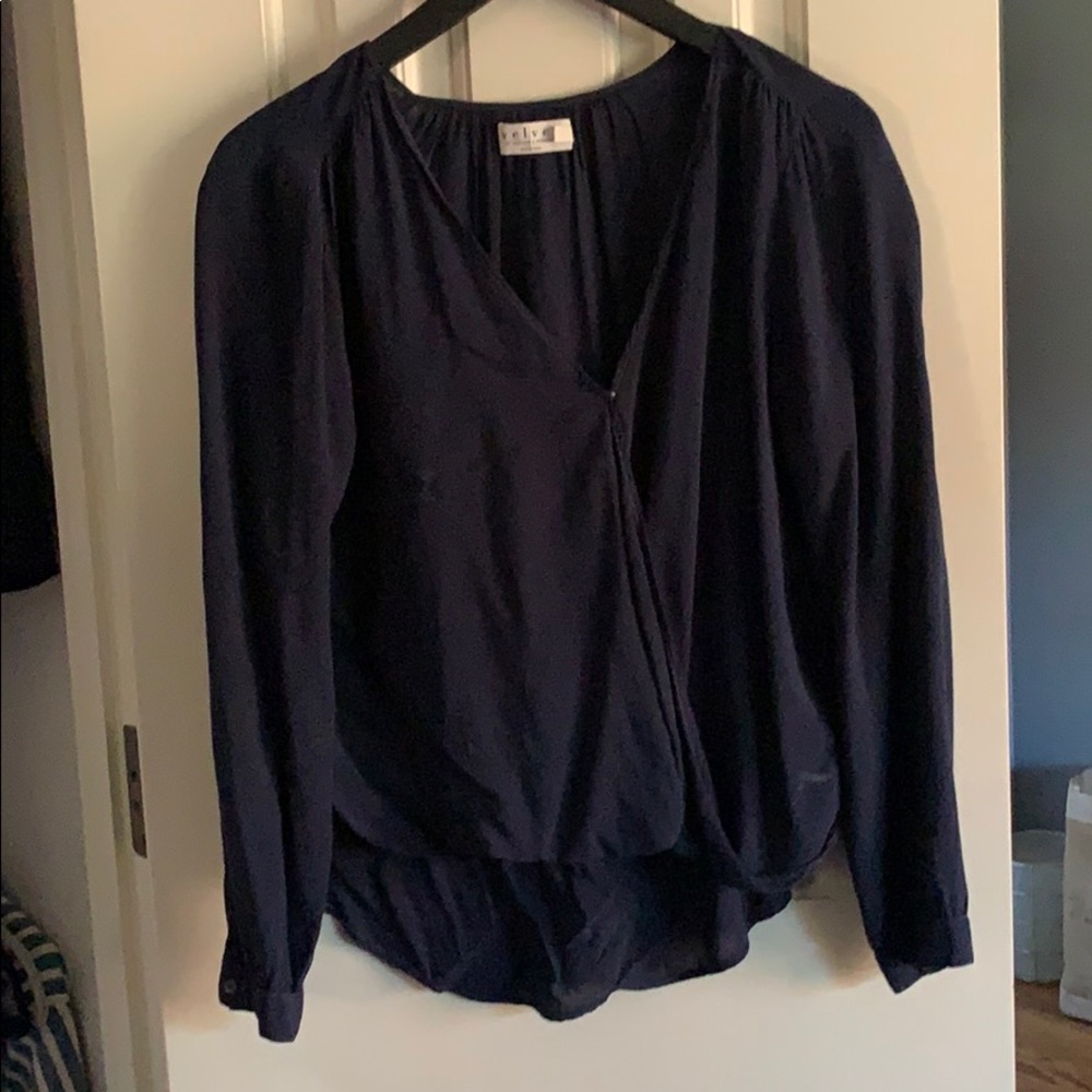 Velvet navy blue blouse size small